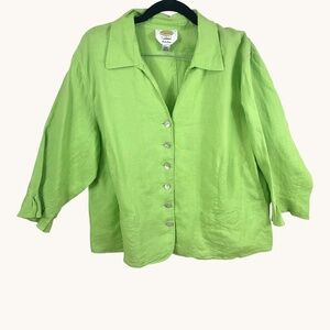 Talbots Top Irish Linen Lime Green Plus (16W)